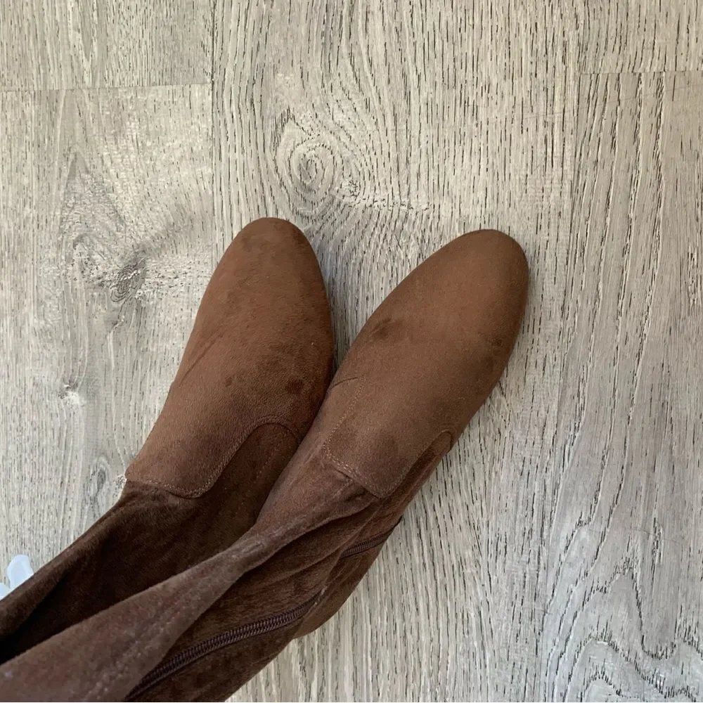 FOREVER 21 BROWN OVER THE KNEE BOOTS